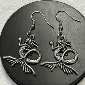 Mermaid silver tone earrings